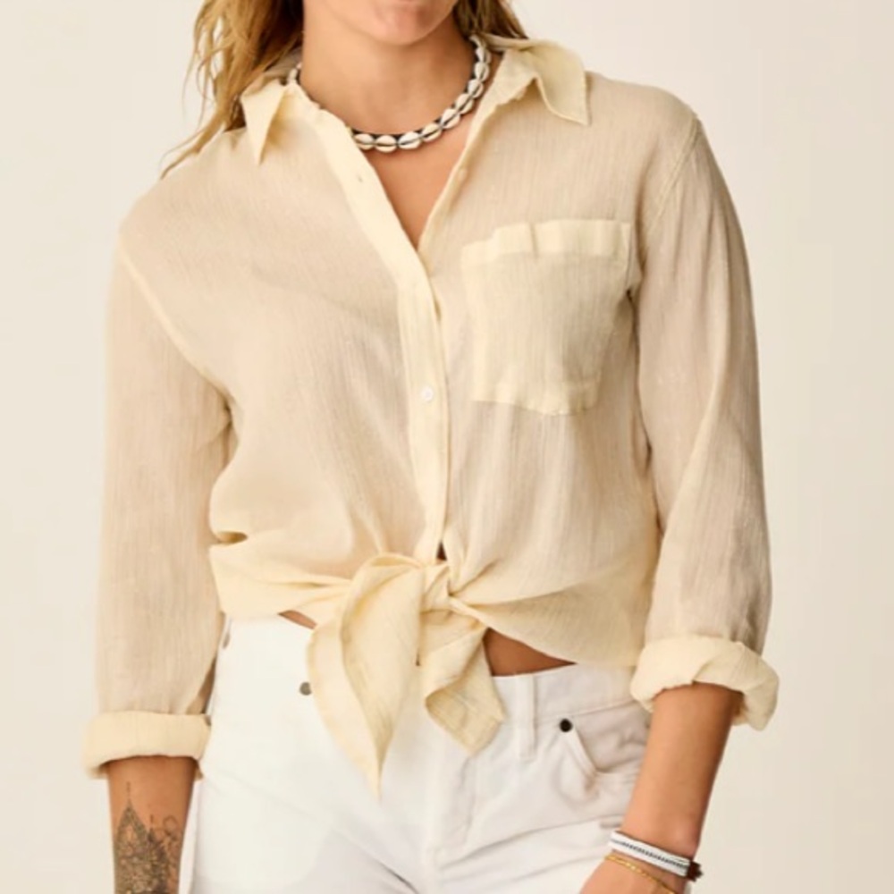 It sparkles! Carve Designs Organic cotton w gold lurex Taylor Gauze Tunic Shirt